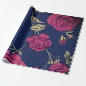 Gotisch Paarse Rozen Weefpapier Cadeaupapier (Uitgerold)
