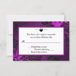 Gotisch Paarse, zwarte en witte Floral RSVP-kaart RSVP Kaartje