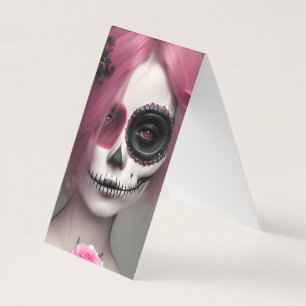 Gotisch Portret van een Elegante  Sugar Skull C Visitekaartje