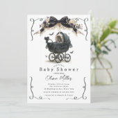 Gotisch  Pram Baby shower Kaart (Staand voorkant)