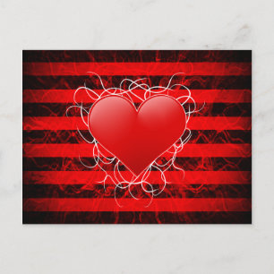 Gotisch punk emo rood hart met zwarte strepen briefkaart