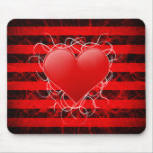 Gotisch punk emo rood hart met zwarte strepen muismat (Voorkant)