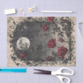 Gotisch raam Volle Maan Rode Rozen Tissuepapier (Craft)