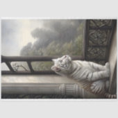 Gotisch Raam Witte Tijger Decoupage Tissuepapier (Voorkant)