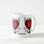  gotisch rood hart voeg jouw naam toe koffiemok (Voorkant rechts)