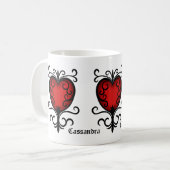  gotisch rood hart voeg jouw naam toe koffiemok (Voorkant links)