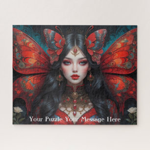 Gotisch rood vlindermeisje legpuzzel