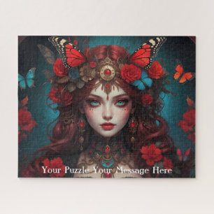Gotisch rood vlindermeisje legpuzzel