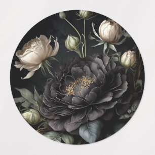 Gotisch Roos arrangement zwarte bloem Labels