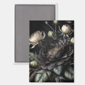 Gotisch Roos arrangement zwarte bloem Magneet (Voorkant / Achterkant)