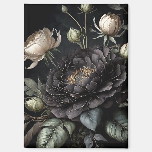 Gotisch Roos arrangement zwarte bloem Magneet (Voorkant)