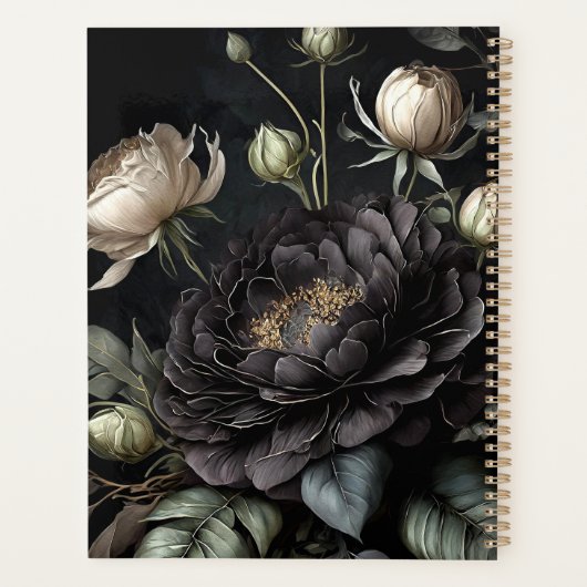 Gotisch Roos arrangement zwarte bloem Planner (Achterkant)