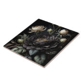 Gotisch Roos arrangement zwarte bloem Tegeltje (Zijkant)