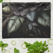 Gotisch Roos arrangement zwarte bloem Theedoek (Gevouwen)