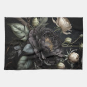 Gotisch Roos arrangement zwarte bloem Theedoek (Horizontaal)