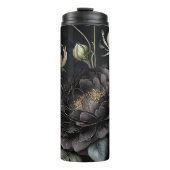 Gotisch Roos arrangement zwarte bloem Thermosbeker (Voorkant)