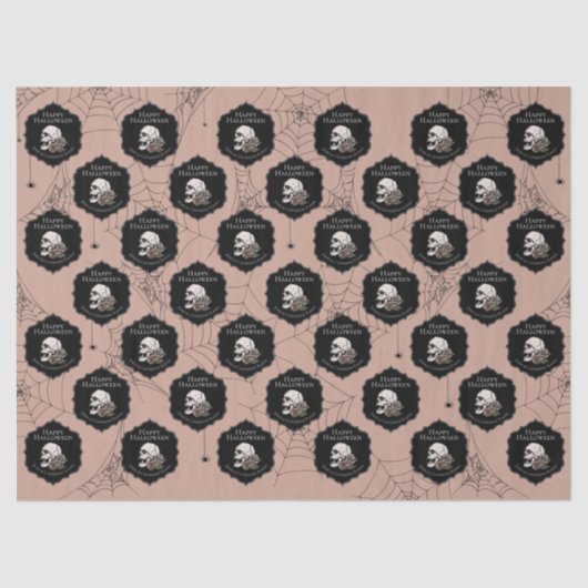 Gotisch  Roos Bloemenschedel Halloween Tissuepapier (Voorkant)