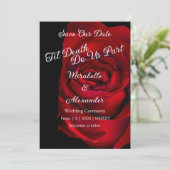 Gotisch Roos Bold Moody Donkerzwart Rood Bruiloft Save The Date (Staand voorkant)