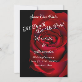 Gotisch Roos Bold Moody Donkerzwart Rood Bruiloft Save The Date