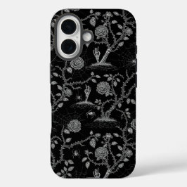Gotisch Roos en botpatroon iPhone 16 Hoesje