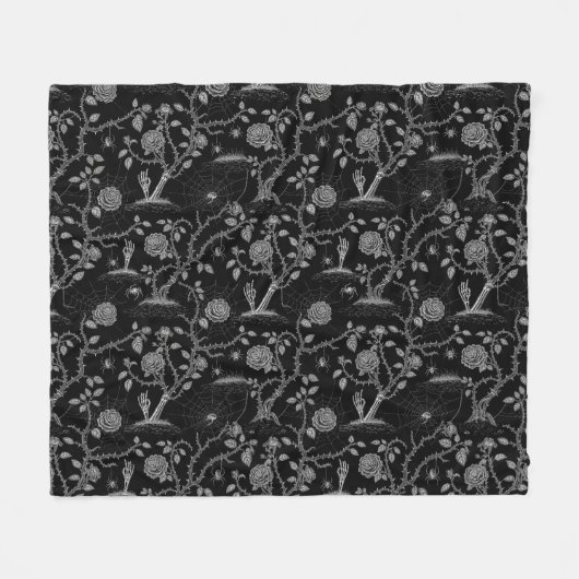 Gotisch Roos en botpatroon Fleece Deken (Voorkant (Horizontaal))