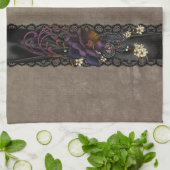 Gotisch Roos en zwarte kant Theedoek (Gevouwen)