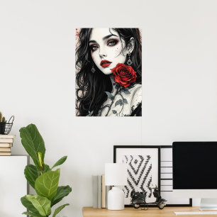 Gotisch Roos Halloween Elegant Vampire Girl Art Poster