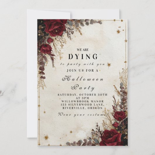 Gotisch Roos Halloween Party Kaart (Voorkant)