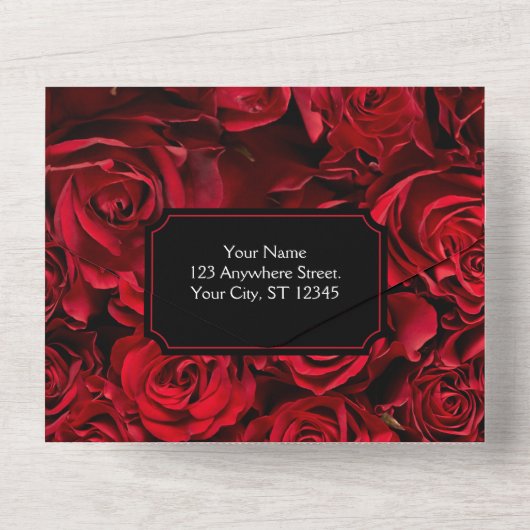 Gotisch Roos in één weddenschap All In One Uitnodiging (Achterkant)