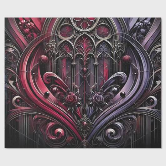 gotisch Roos inpakpapier (Vlak)