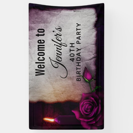 Gotisch Roos, kaars en geparkeerde dag Spandoek (Verticaal)