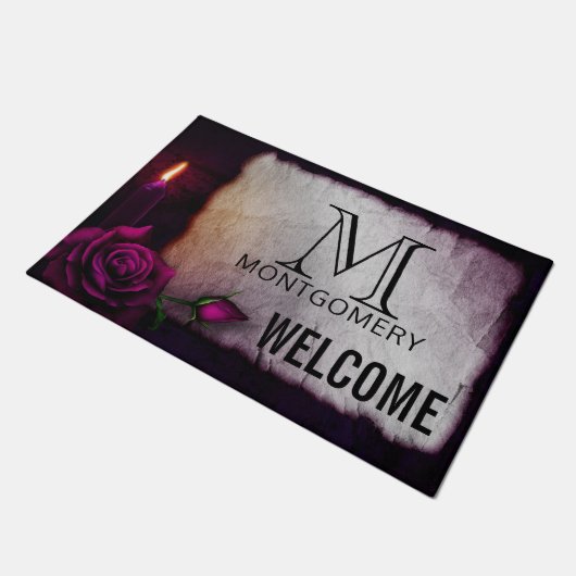 Gotisch Roos, kaars, en het Monogram van het Geper Deurmat (Schuin)