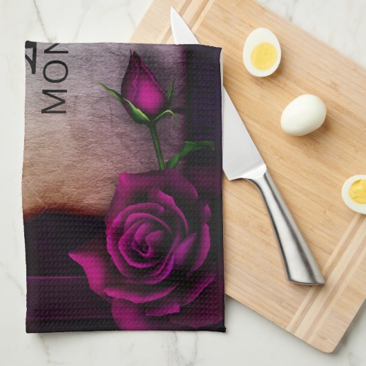 Gotisch Roos, kaars, en het Monogram van het Geper Theedoek (Quarter Fold)