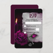 Gotisch Roos, Kaars, en Perkamenthuwelijk RSVP (Voorkant / Achterkant)