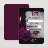 Gotisch Roos, Kaars, en Perkamenthuwelijk RSVP Kaartje (Voorkant / Achterkant)
