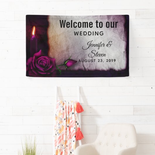 Gotisch Roos, Kaars, en Perkamenthuwelijk Spandoek (Insitu)