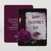 Gotisch Roos, kaars en Valentijn Feestdagenkaart (Voorkant / Achterkant)