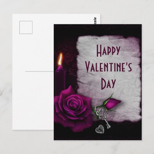 Gotisch Roos, kaars en Valentijnsdag Briefkaart (Voorkant / Achterkant)
