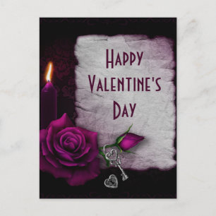 Gotisch Roos, kaars en Valentijnsdag Briefkaart
