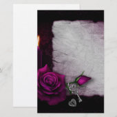 Gotisch Roos, kaars, perkament en sloten Briefpapier (Voorkant / Achterkant)