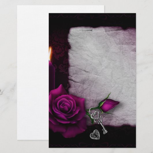 Gotisch Roos, kaars, perkament en sloten Briefpapier (Voorkant / Achterkant)