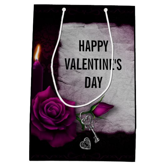 Gotisch Roos, kaars, perkament en sloten Medium Cadeauzakje (Achterkant)