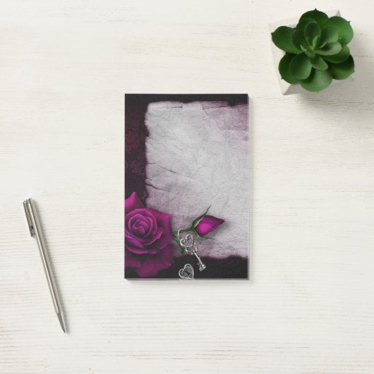 Gotisch Roos, kaars, perkament en sloten Post-it® Notes (Kantoor)