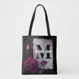 Gotisch Roos, kaars, perkament en sloten Tote Bag