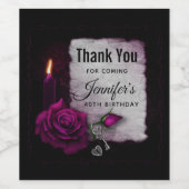 Gotisch Roos, kaars, perkament en sloten Wijn Etiket (Enkel label)