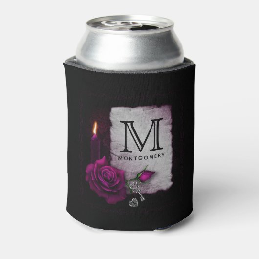 Gotisch Roos, kaarsen, perkamenten en locketmonogr Blikjeskoeler (Blikje Achterkant)