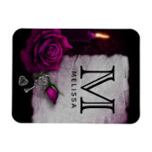 Gotisch Roos, kaarsen, perkamenten en locketmonogr Magneet (Horizontaal)