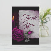 Gotisch Roos, kaarsje en Locket Party Bedankkaart (Staand voorkant)