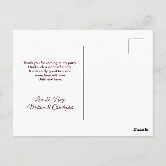 Gotisch Roos, kaarsje en Locket Party Hartelijk da Briefkaart (Achterkant)