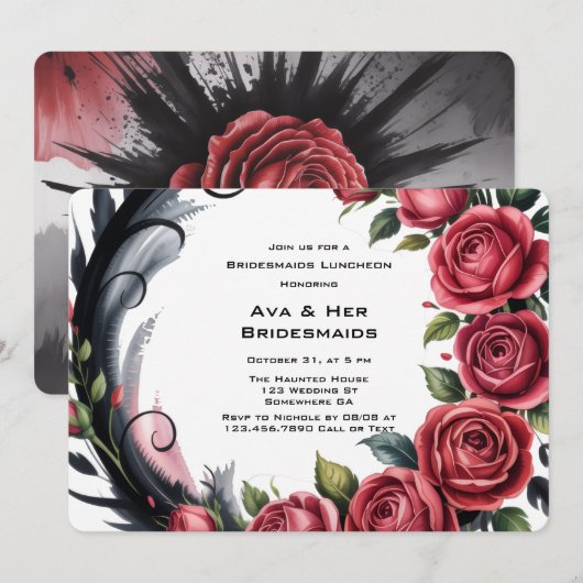 Gotisch Roos Lijst Bruidsmeisjes Luncheon Kaart (Voorkant / Achterkant)